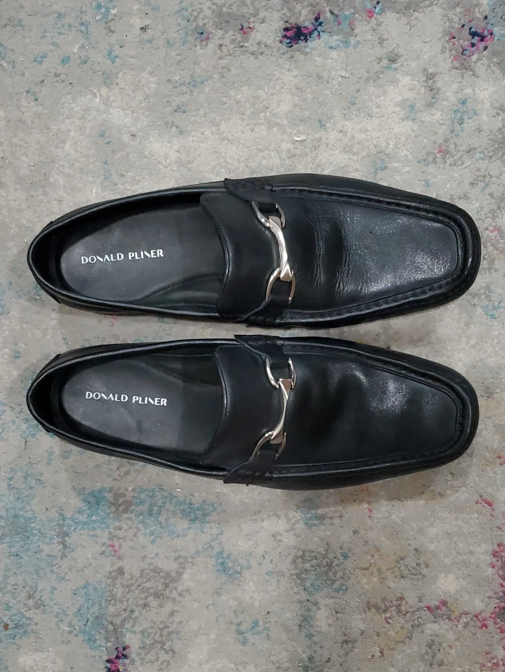 Donald J. Pliner Dannie Black Leather Slip-On Horsebit Loafer